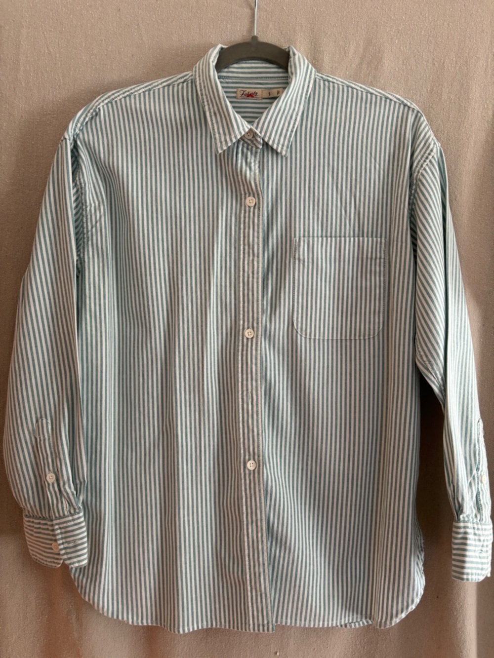 Faherty Green and White Striped Cotton Button-Down Shirt